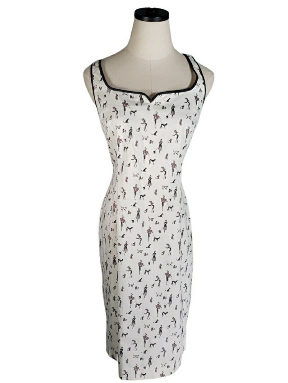 Spenser Jeremy Vintage Novelty Poodle Women Sweetheart Neckline Sheath Dress 12